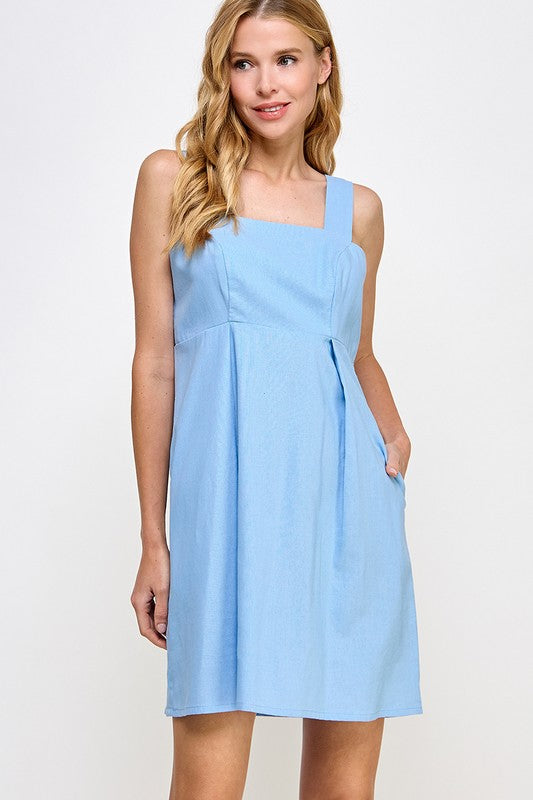 Linen Square Neck Dress