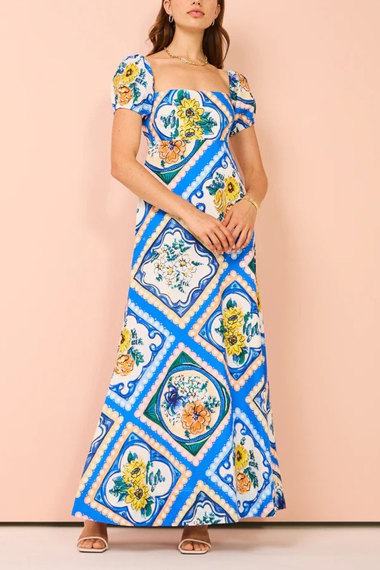 Amalfi Coast Puff Sleeve Maxi