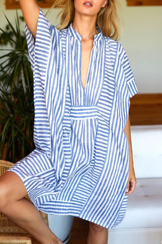 Blue Striped Cotton Tunic