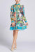 Turquoise Graphic Print Longsleeve Dress