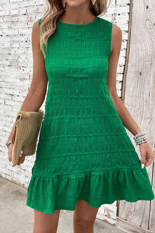 Green Bow Back Flowy Dress