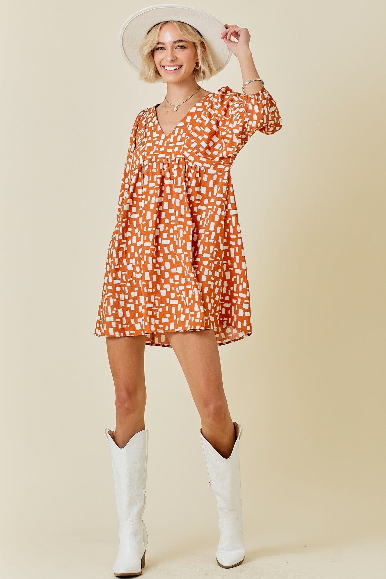 Rust Geometric Dress