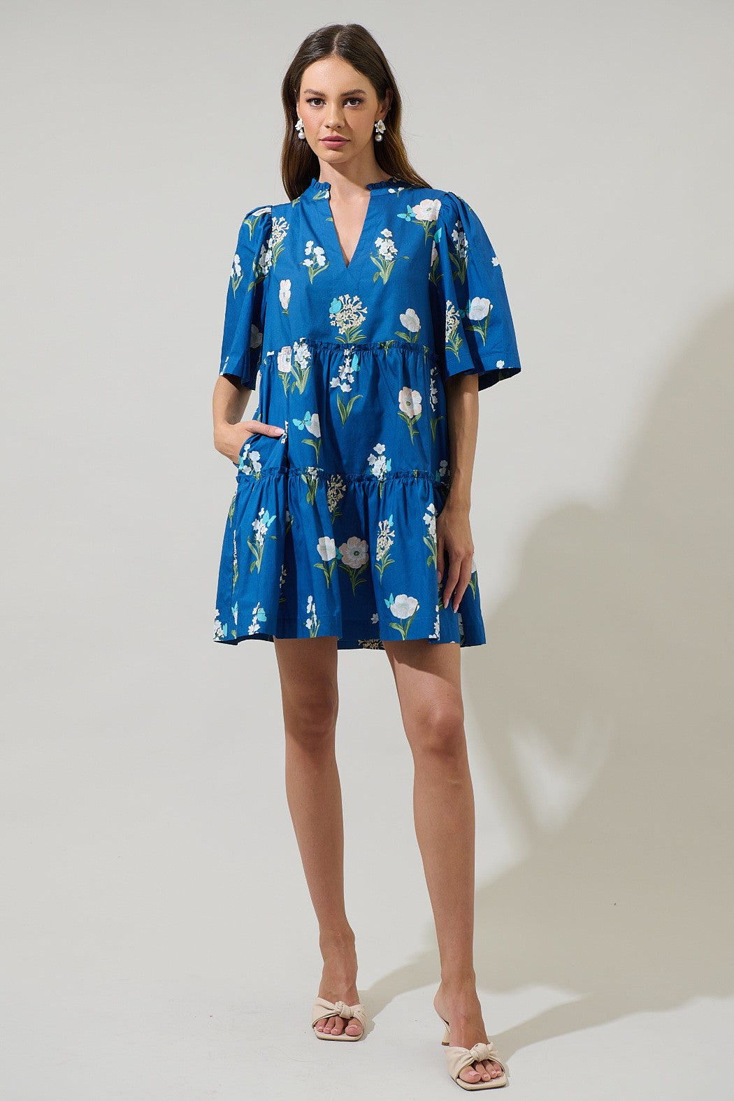 Madison Floral Dixie Split Neck Shift Dress