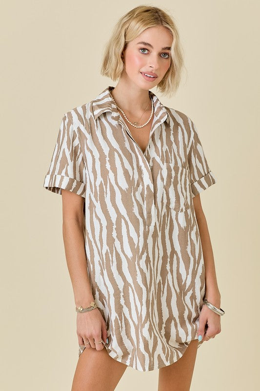 Tiger Stripe Shirt Dress