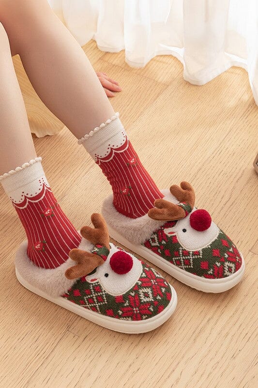 3D Red Nosed Reindeer Slippers Kentce 