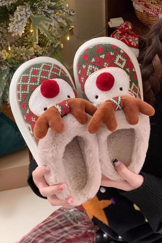 3D Red Nosed Reindeer Slippers Kentce 