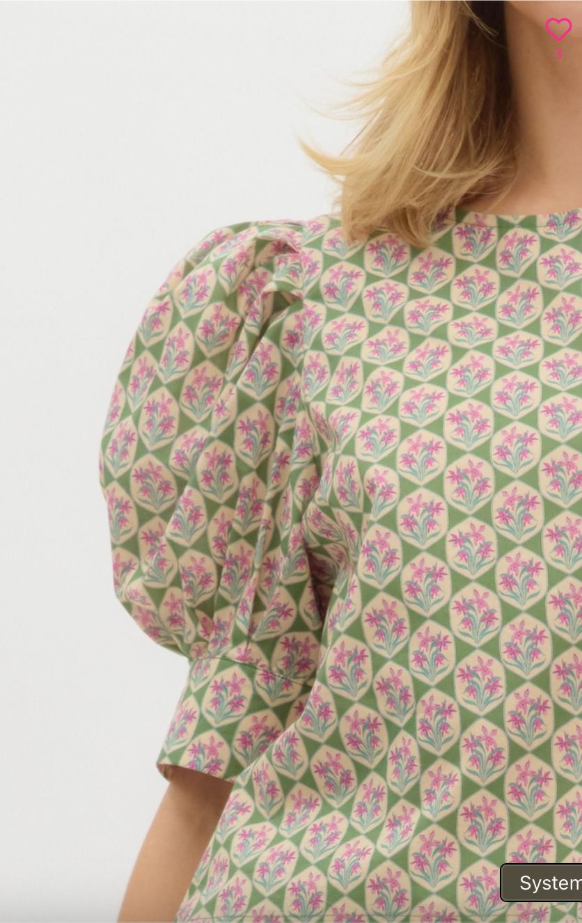 Abstract Floral Banded Sleeve Blouse entro 