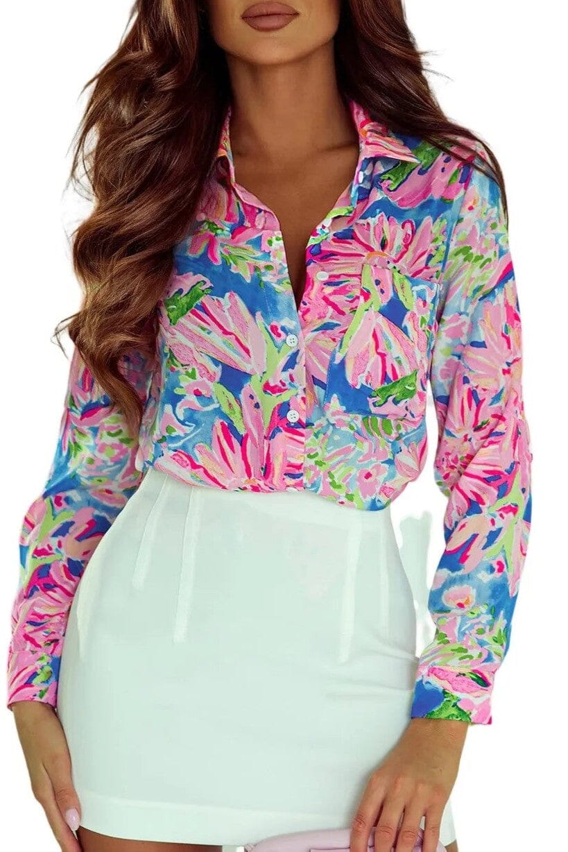 Abstract Floral Long Sleeve Shirt juniper blvd 