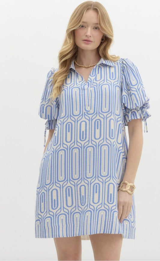 Abstract Print Shirt Dress entro 
