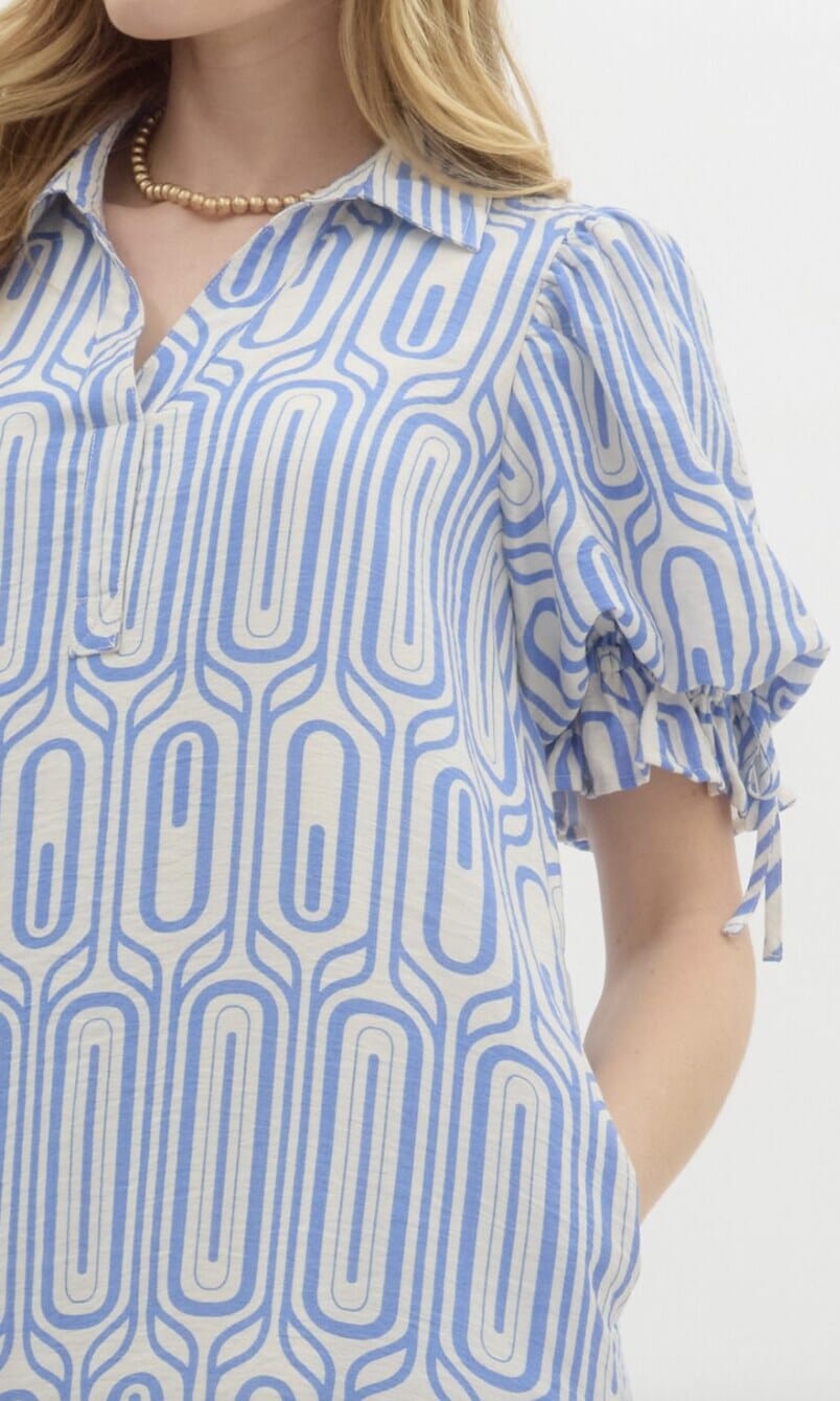 Abstract Print Shirt Dress entro 