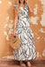 Abstract Vein Print V Neck Ruffle Maxi Dress Kentce 