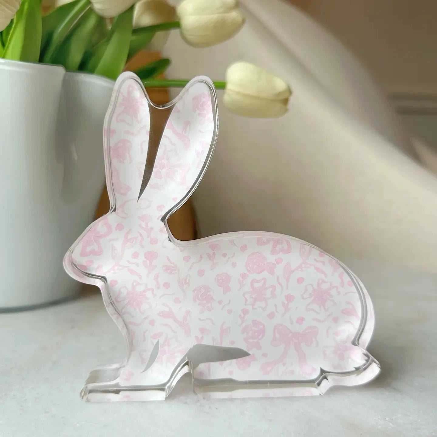 Acrylic Bunny Block Anna Walding Design Pink Chinoiserie 