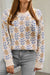 Apricot Floral Pattern Crew Neck Sweater shiying 