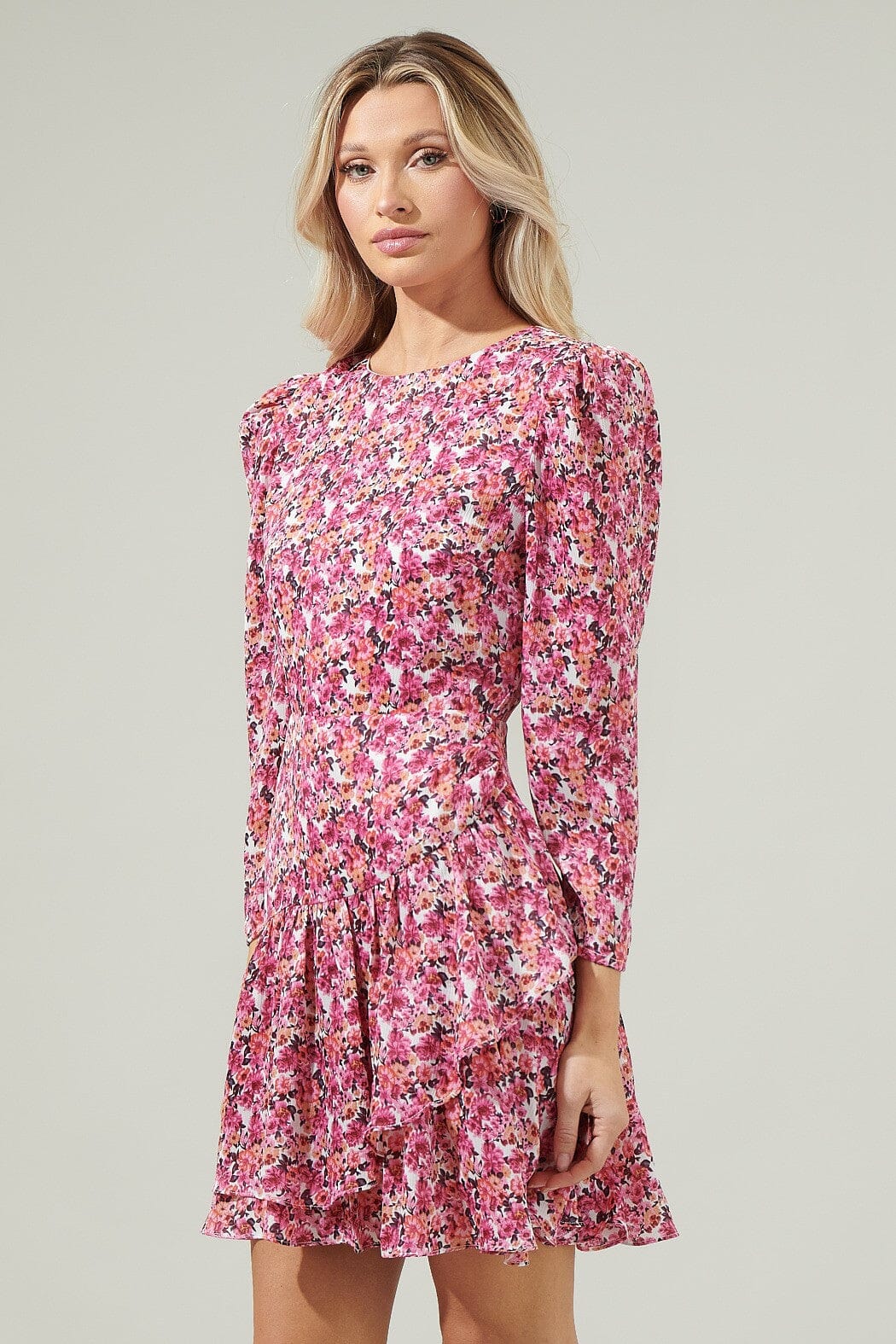 Aura Floral Ruffle Mini Dress Sugarlips 