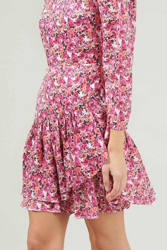Aura Floral Ruffle Mini Dress Sugarlips 