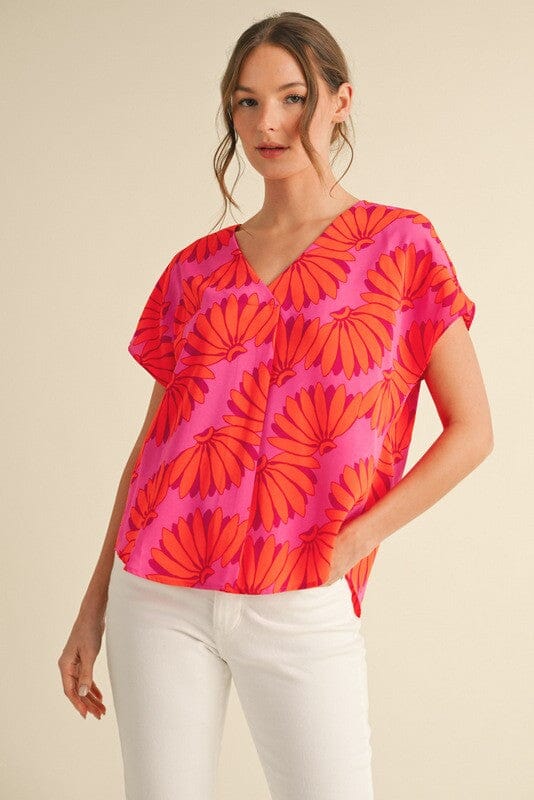 Banana Print Short Sleeves Top jodifil 