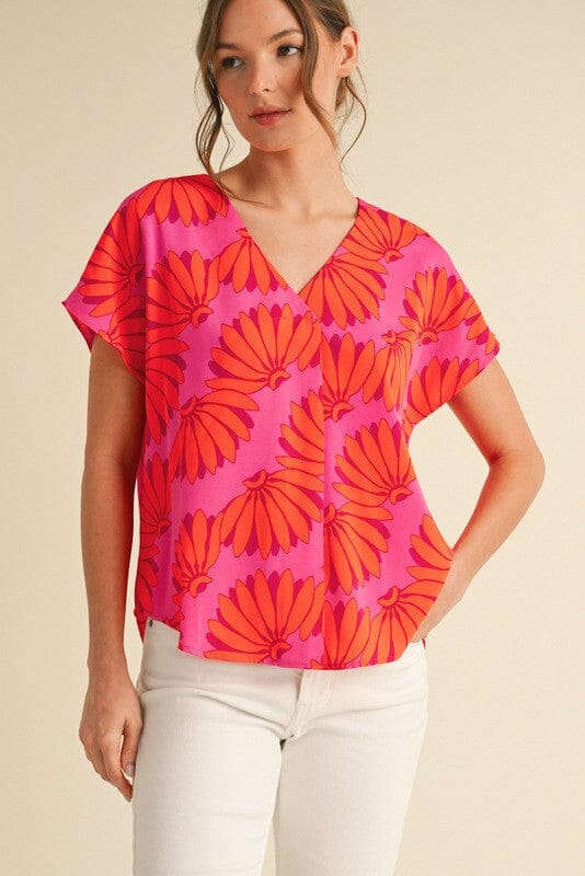 Banana Print Short Sleeves Top jodifil 