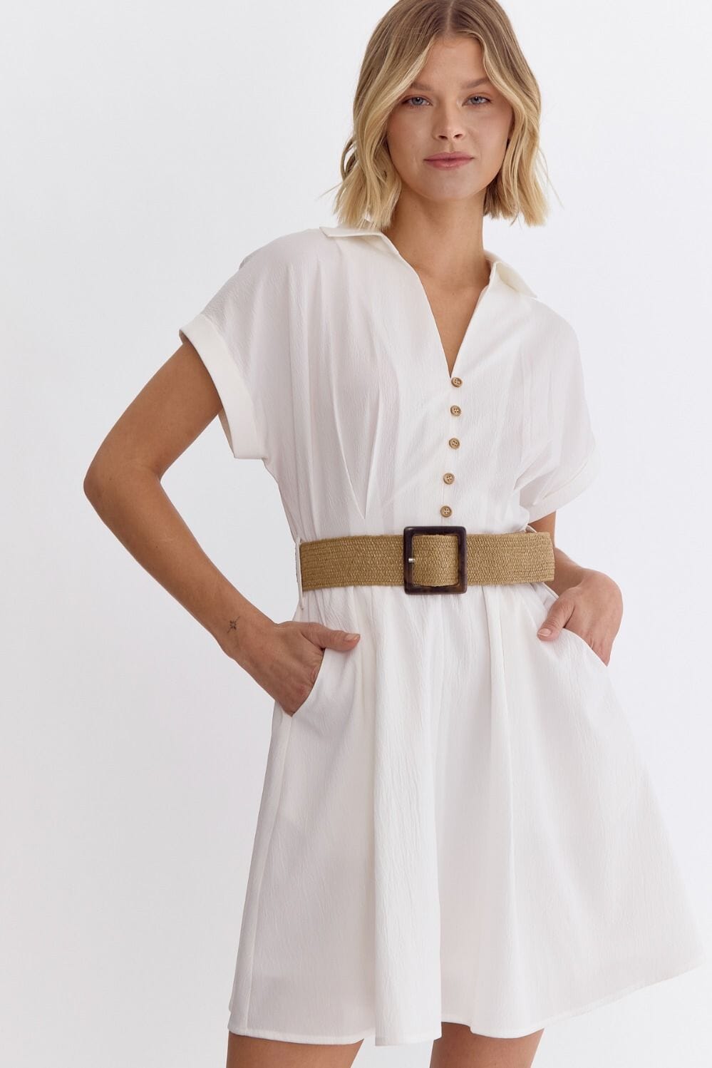 Belted Button Up Dress entro 