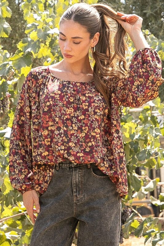 Berry Fall Floral Top les amis 