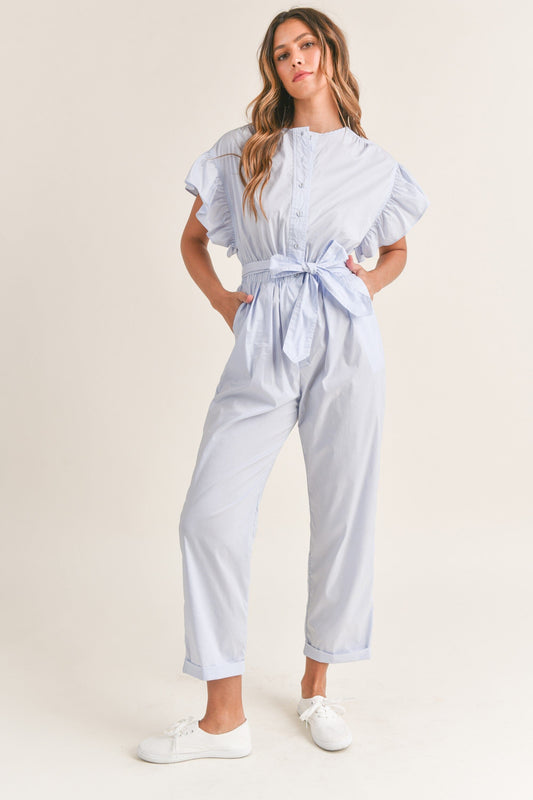 BIG RUFFLE SLEEVE ELASTIC WAISTBAND JUMPSUIT Mable 
