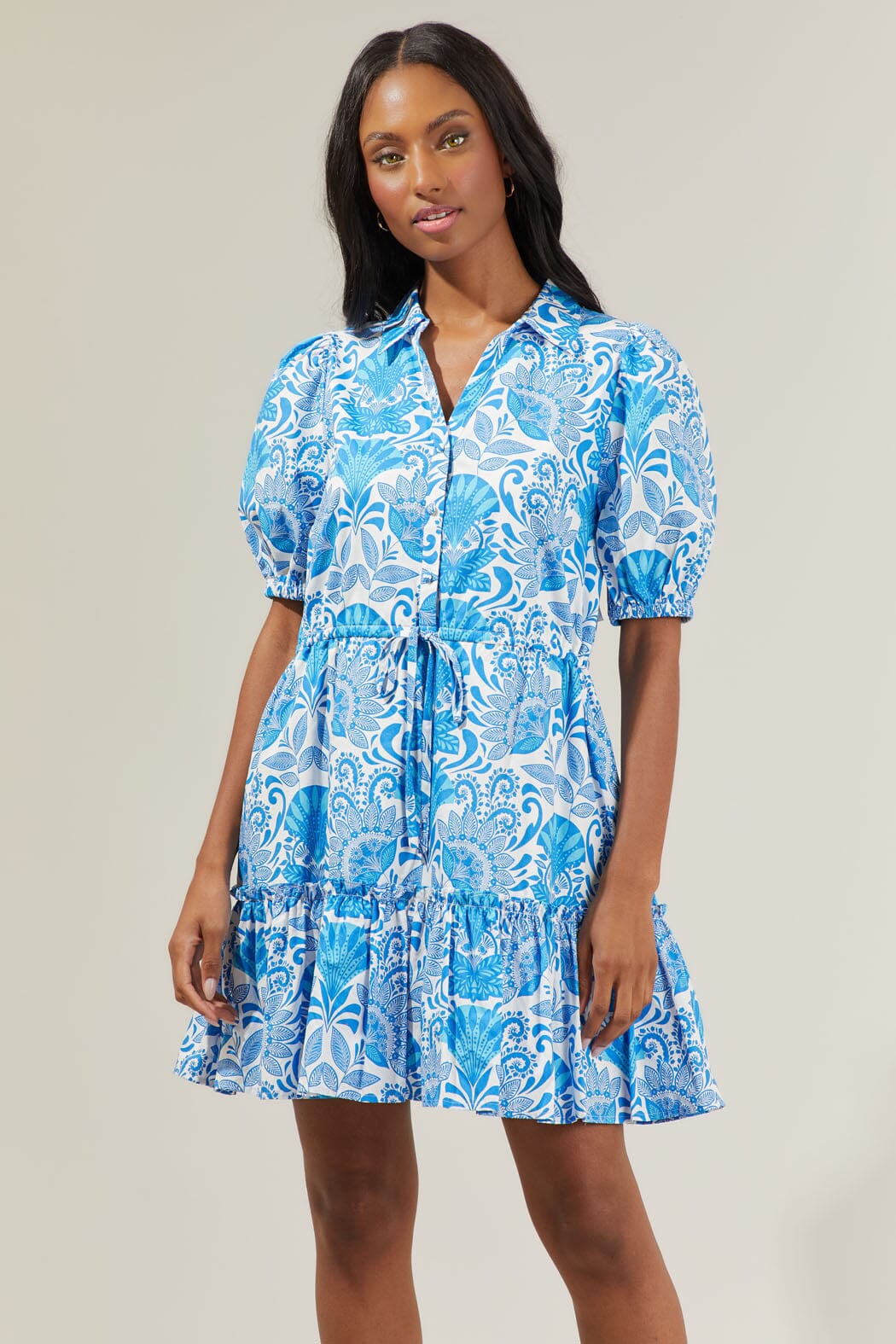 Biller Floral Button Down Mini Dress Sugarlips 