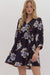 Black and Blue Floral Poplin Dress Entro 