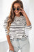 Black Friday- White Retro Striped Casual Long Sleeve Top Shewin 