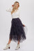 Black Tulle Tiered Midi Skirt supreme fashion 