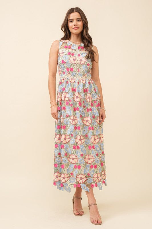 Blue and Berry Floral Lace Midi just me 