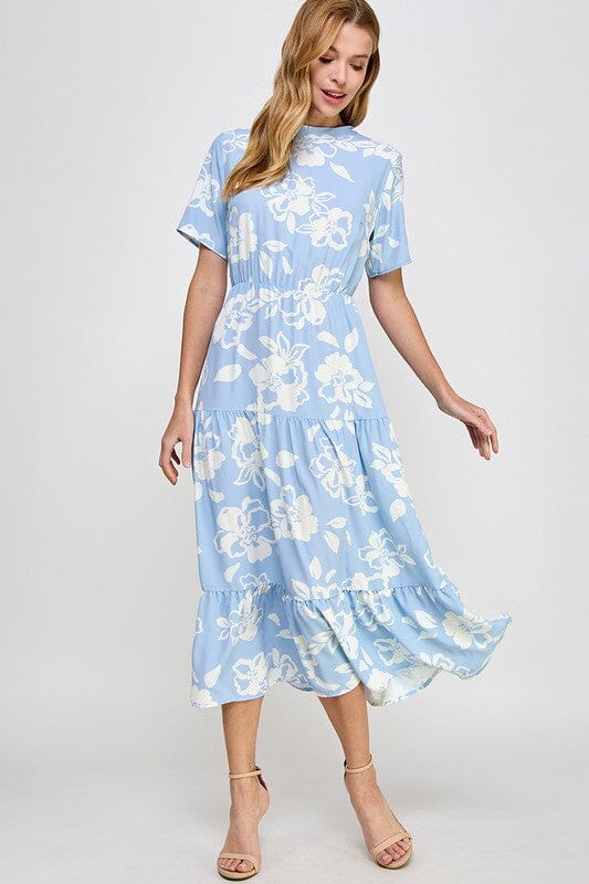 Blue and White Floral Midi 2 hearts 