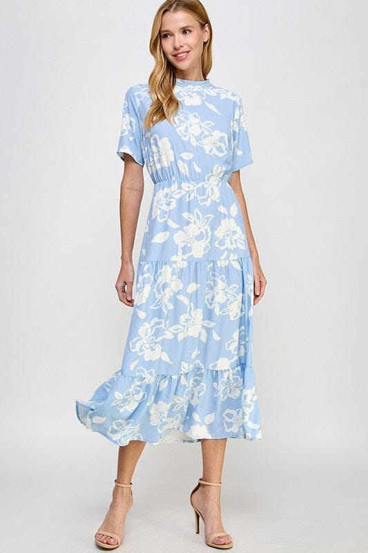 Blue and White Floral Midi 2 hearts 