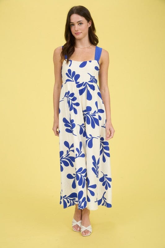 Blue and White Floral Tie Back Maxi Mine and E&M 