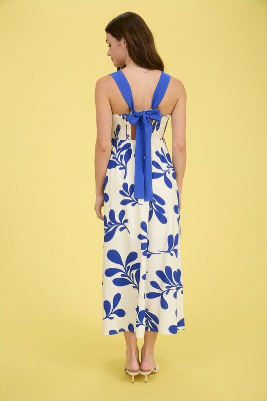 Blue and White Floral Tie Back Maxi Mine and E&M 