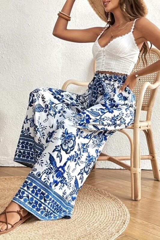 Blue and White Palazzo Pants Wholesalesir 