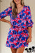 Blue Floral Accentuated Waist Dress Shiying 