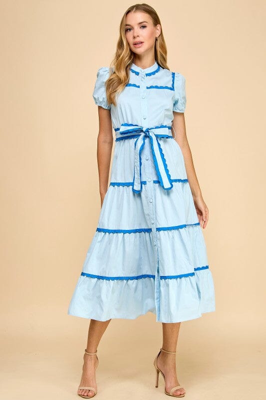 Blue on Blue Scalloped Detail Midi TCEC 
