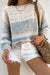 Blue Open Stitch Puff Sleeve Sweater kentce 