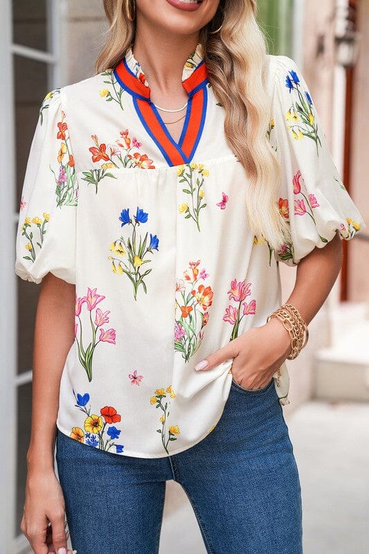 Boho Floral Blouse Shewin 