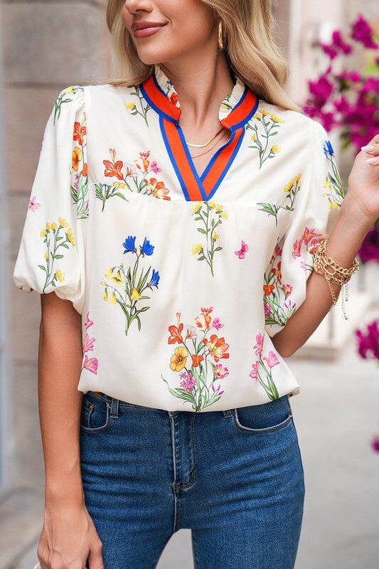 Boho Floral Blouse Shewin 