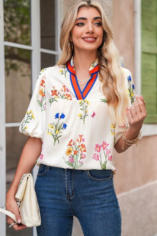Boho Floral Blouse Shewin 