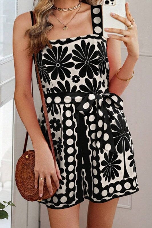 Boho Printed Romper Wholesalesir small Black 