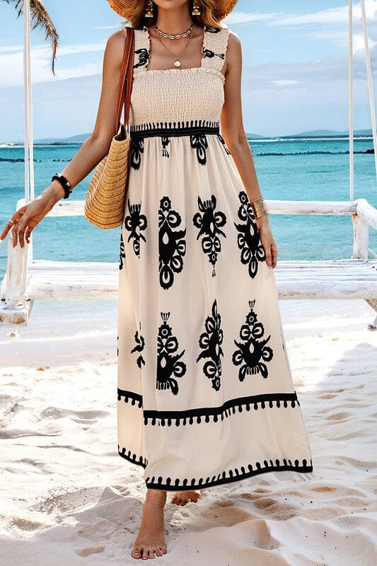 Boho Smocked Maxi Wholesalesir 