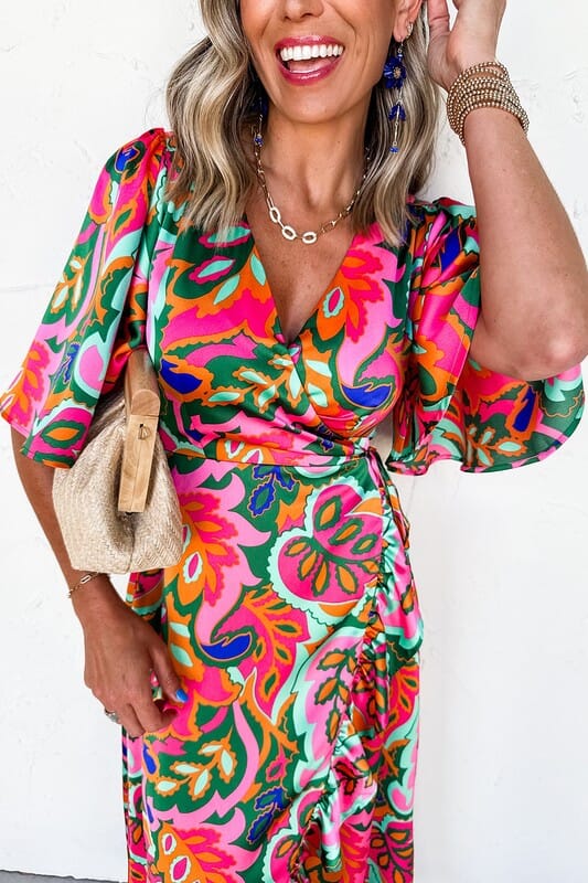 Bold Floral Silky Midi Shewin 