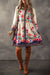 Border Print Fall Longsleeve Dress Kentce, Sweet Lover Fashion 