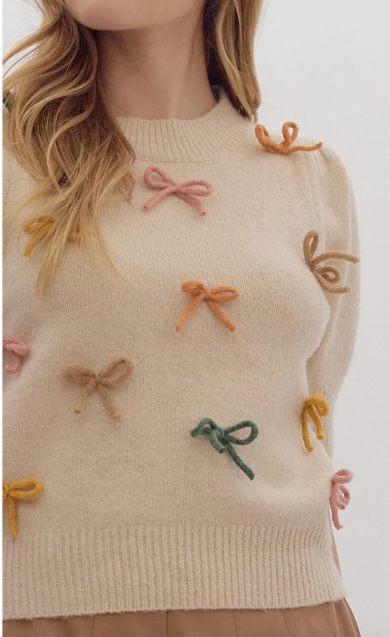 Bow Applique Sweater entro 