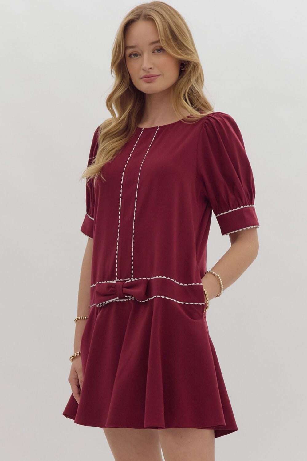 Bow Drop Waist Dress Entro 