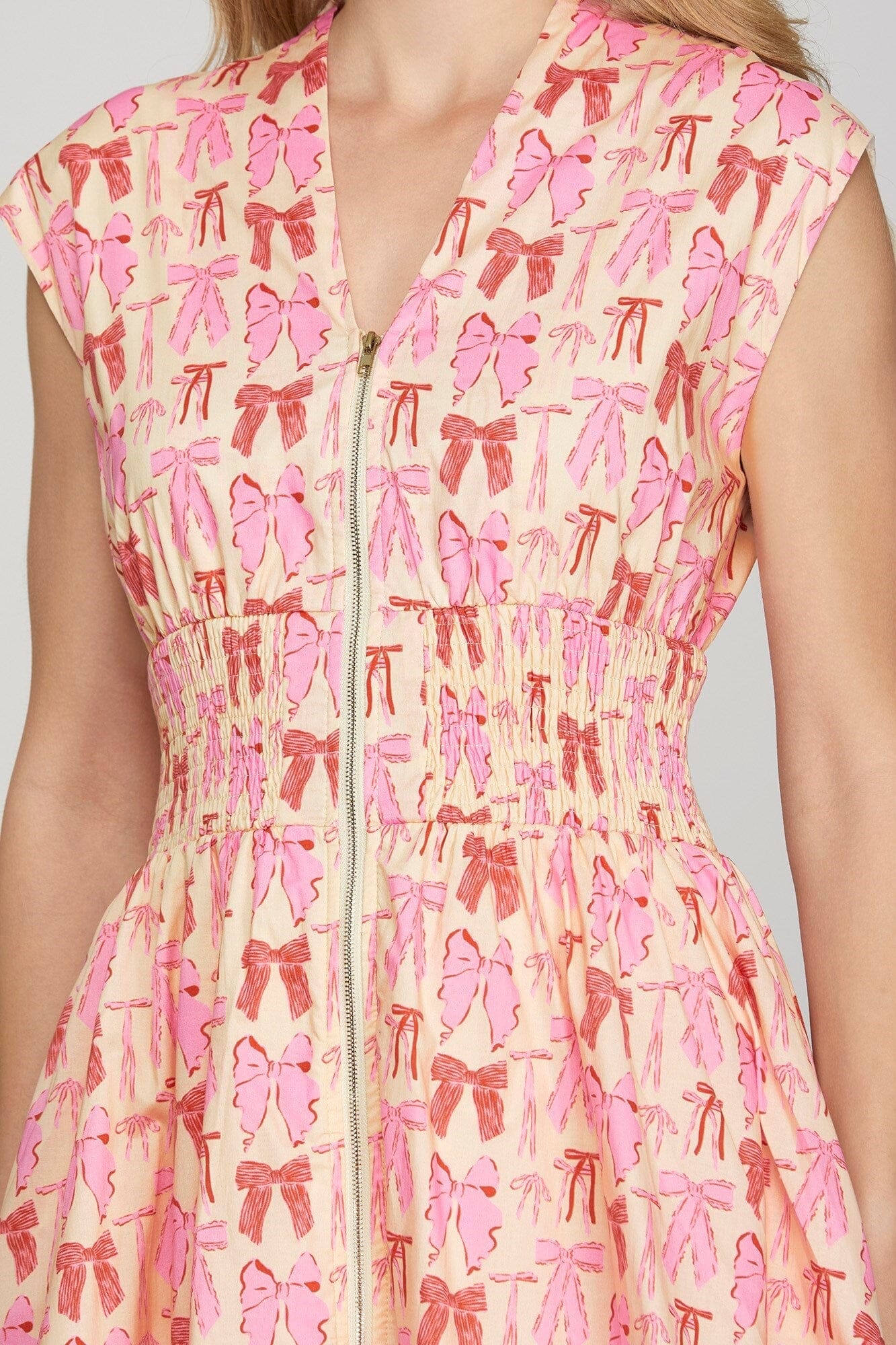 Bow Print Double Zipper Dress she + sky 