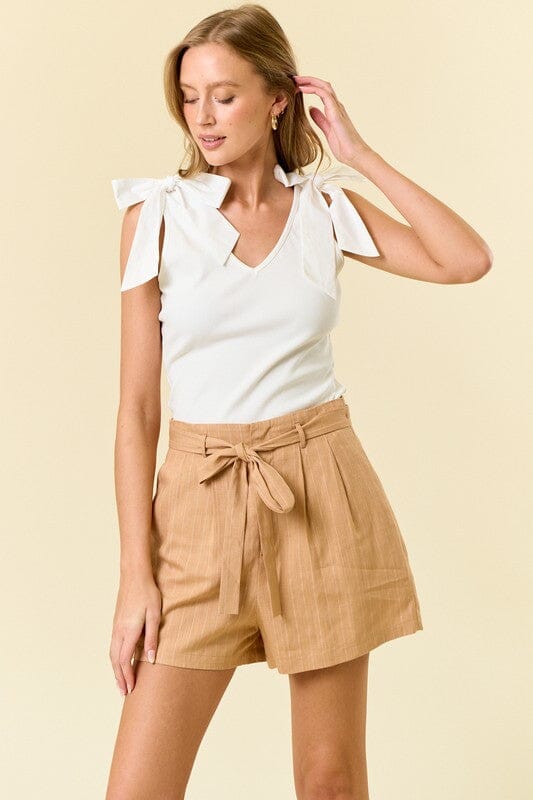 Bow Shoulder Tank Top Doe & Rae small White 