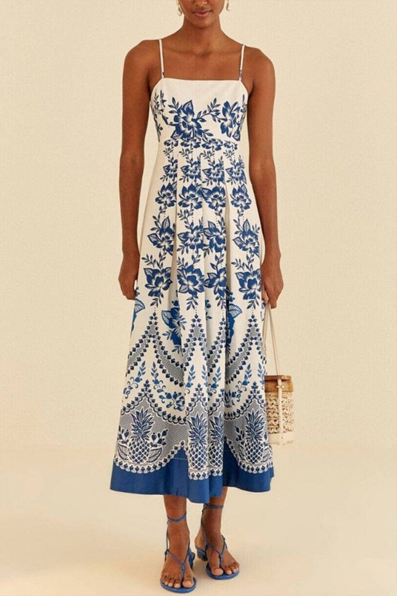 Bright Blue Floral Maxi limone 