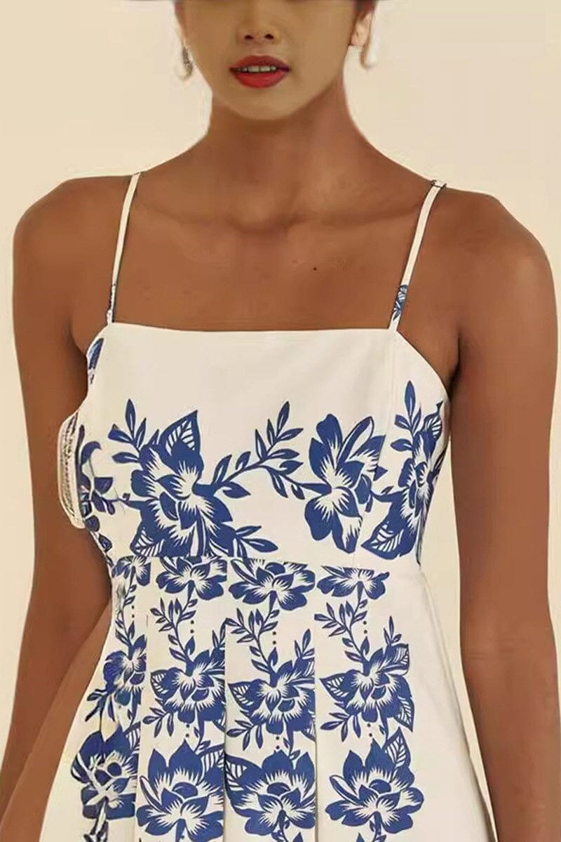 Bright Blue Floral Maxi limone 
